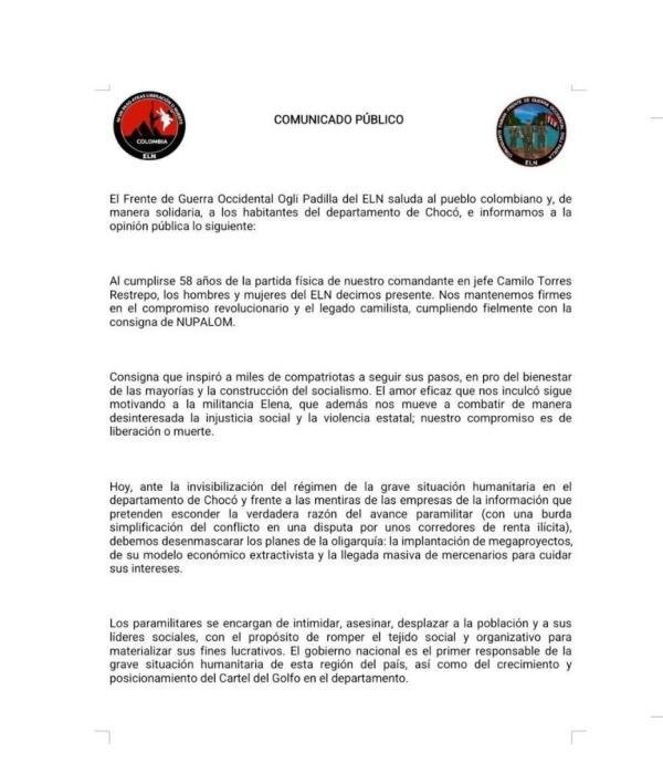 Terrorífico Caos en 2025: Violencia, Masacres y el Deterioro del Orden Público en Colombia 2 COMUNICADO DEL ELN ANUNCIANDO PARO ARMADO, DESAFIANDO LA AUTORIDAD DEL ESTADO