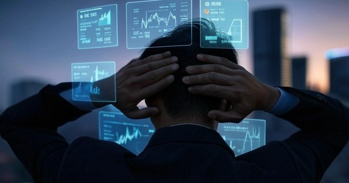 Hombre preocupado revisando sus finanzas mientras la inflación en Colombia 2024 impacta su economía personal.