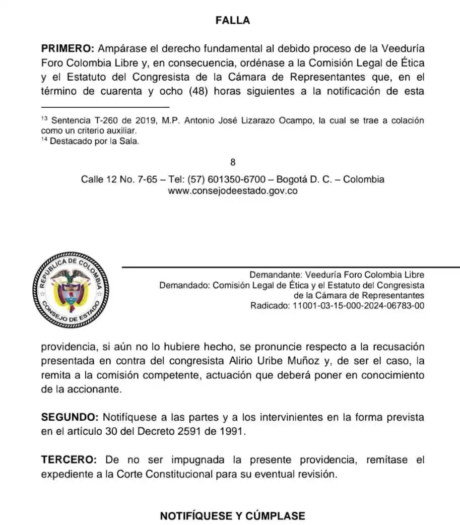 URGENTE: Juicio Político a Petro, Consejo de Estado Ordena Resolver en 48 Horas la Situación de Alirio Uribe 3 URGENTE: Juicio Político a Petro, Consejo de Estado Ordena Resolver en 48 Horas la Situación de Alirio Uribe