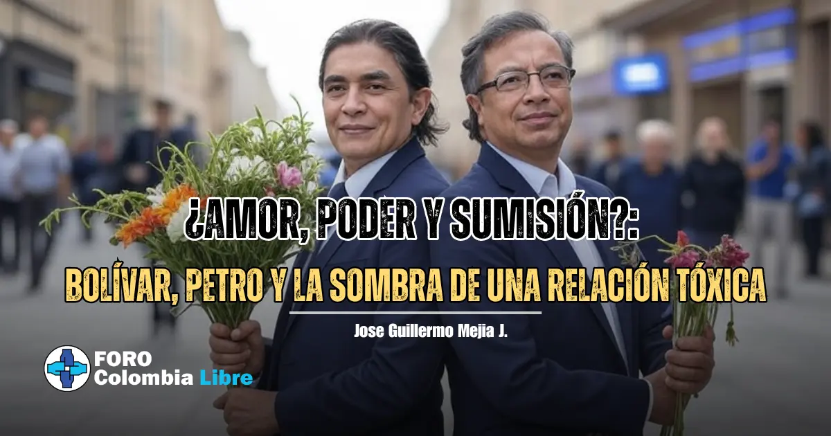 ¿Amor, poder y sumisión?: Bolívar, Petro y la sombra de una relación tóxica 1 Relación tóxica: Gustavo Petro y Gustavo Bolívar posan con flores en una imagen simbólica de una relación tóxica en la política colombiana