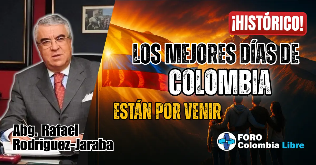 ¡Histórico! Los mejores días de Colombia están por venir 1 Bandera de Colombia iluminada por un amanecer épico, con una familia observando las montañas, simbolizando que los mejores días de Colombia están por venir.