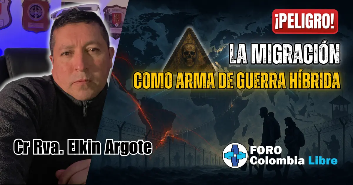 La Migración Como Arma de Guerra Híbrida: Instrumentalización, Límites y Respuesta. 1 Miniatura editorial mostrando un mapa del mundo en sombras, siluetas de migrantes detrás de un alambre de púas y el texto ‘La migración como arma de guerra híbrida’, con un aviso de peligro en rojo