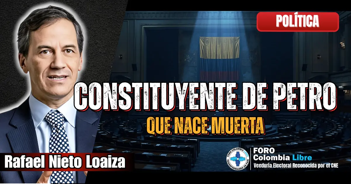 ¡HISTÓRICO! Constituyente de Petro que Nace Muerta 1 Rafael Nieto Loaiza analiza por qué la constituyente de Petro nació muerta, sin apoyo político ni ciudadano, en una imagen del Congreso vacío iluminado tenuemente.