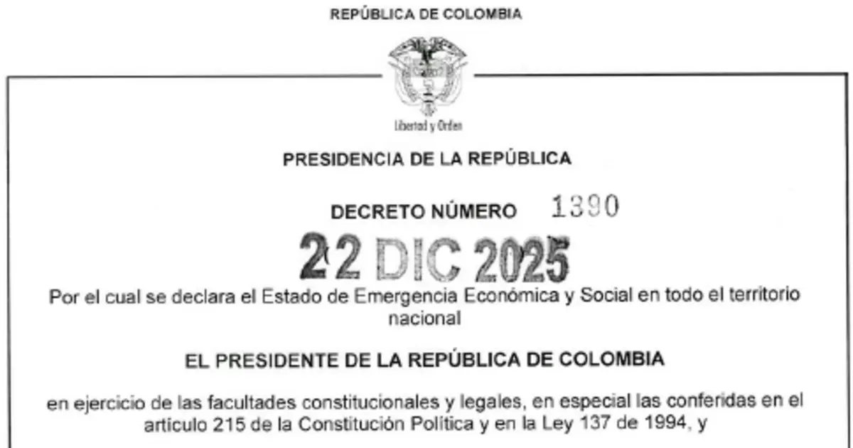 El Decreto de la Impotencia: Cómo gobernar por decreto cuando se te acaba la plata (y la vergüenza) 2 Documento oficial del Decreto 1390 de 2025 mediante el cual se declara el estado de emergencia económica y social en Colombia