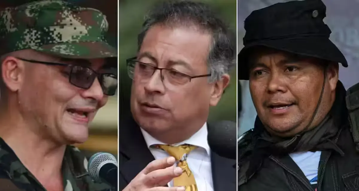 ¿Qué pasó con las FARC después de La Habana? 2 Gustavo Petro junto a Iván Mordisco y Calarcá Córdoba, imagen simbólica del desorden y la fragmentación de las FARC después de La Habana