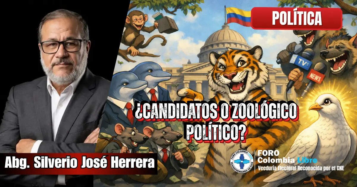 Imagen satírica sobre Elecciones 2026 con caricatura de zoológico político frente al Capitolio y retrato del autor.