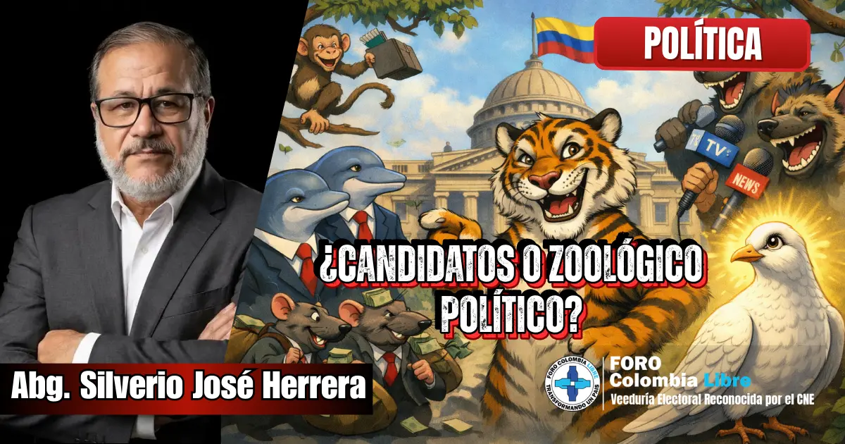 Elecciones 2026 histórico: ¿Candidatos o zoológico político? 1 Imagen satírica sobre Elecciones 2026 con caricatura de zoológico político frente al Capitolio y retrato del autor.