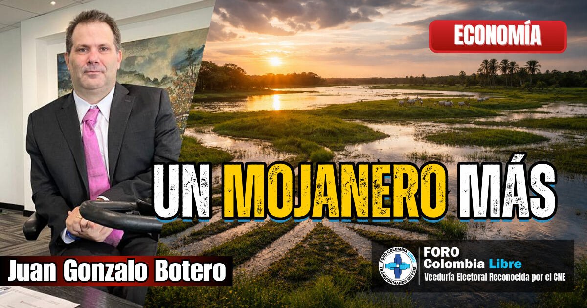 Juan Gonzalo Botero junto a paisaje inundable de La Mojana ilustrando la columna Un Mojanero más sobre gestión del agua.